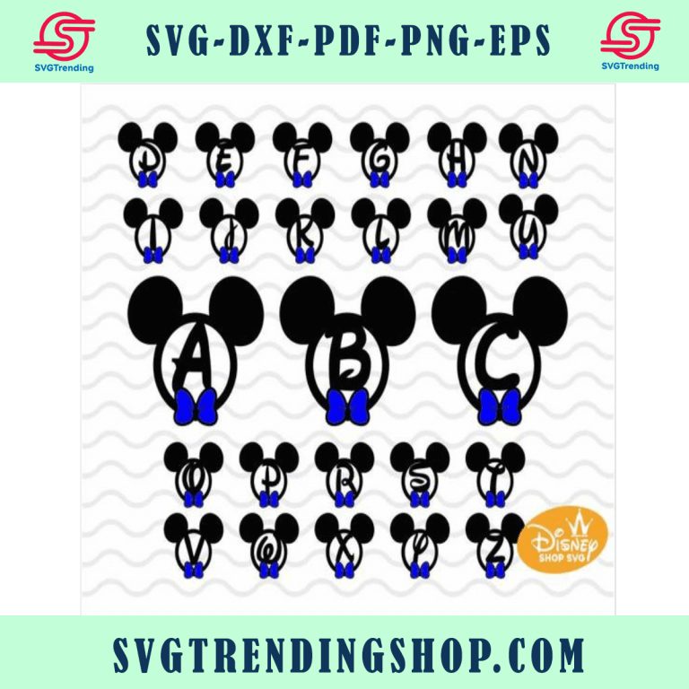 Disney SVG Font Minnie Head Alphabet SVG Ears svg Minnie font Font svg ...