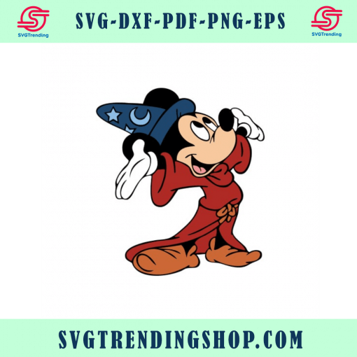 Fantasia 8 Sorcerer Wizard Cute Mickey Mouse With Magical Broom Digital Download Png Pdf Svg Dxf 