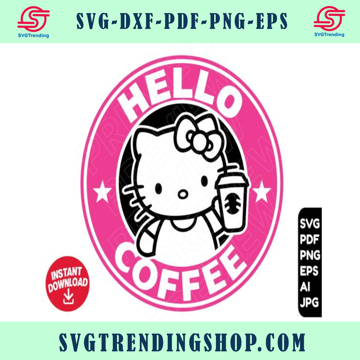 Hello Kitty SVG Starbucks coffee svg , clipart cut file cricut ...