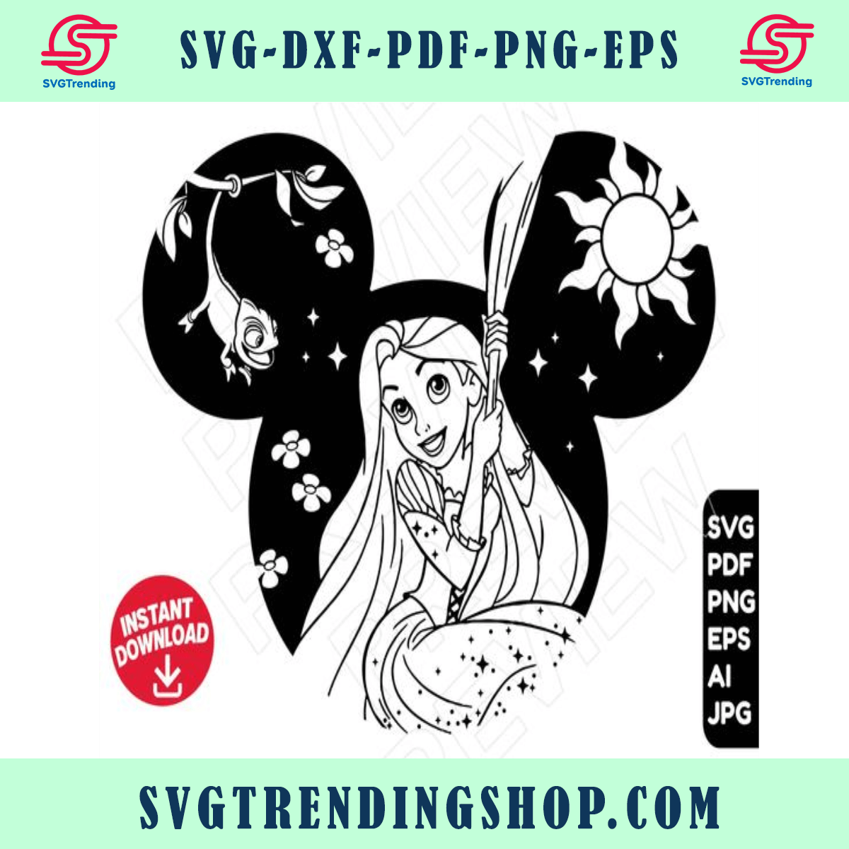 Rapunzel Tangled Svg Disney Mickey Minnie Ears Clipart Vector File Disney Princess Svg5988023 