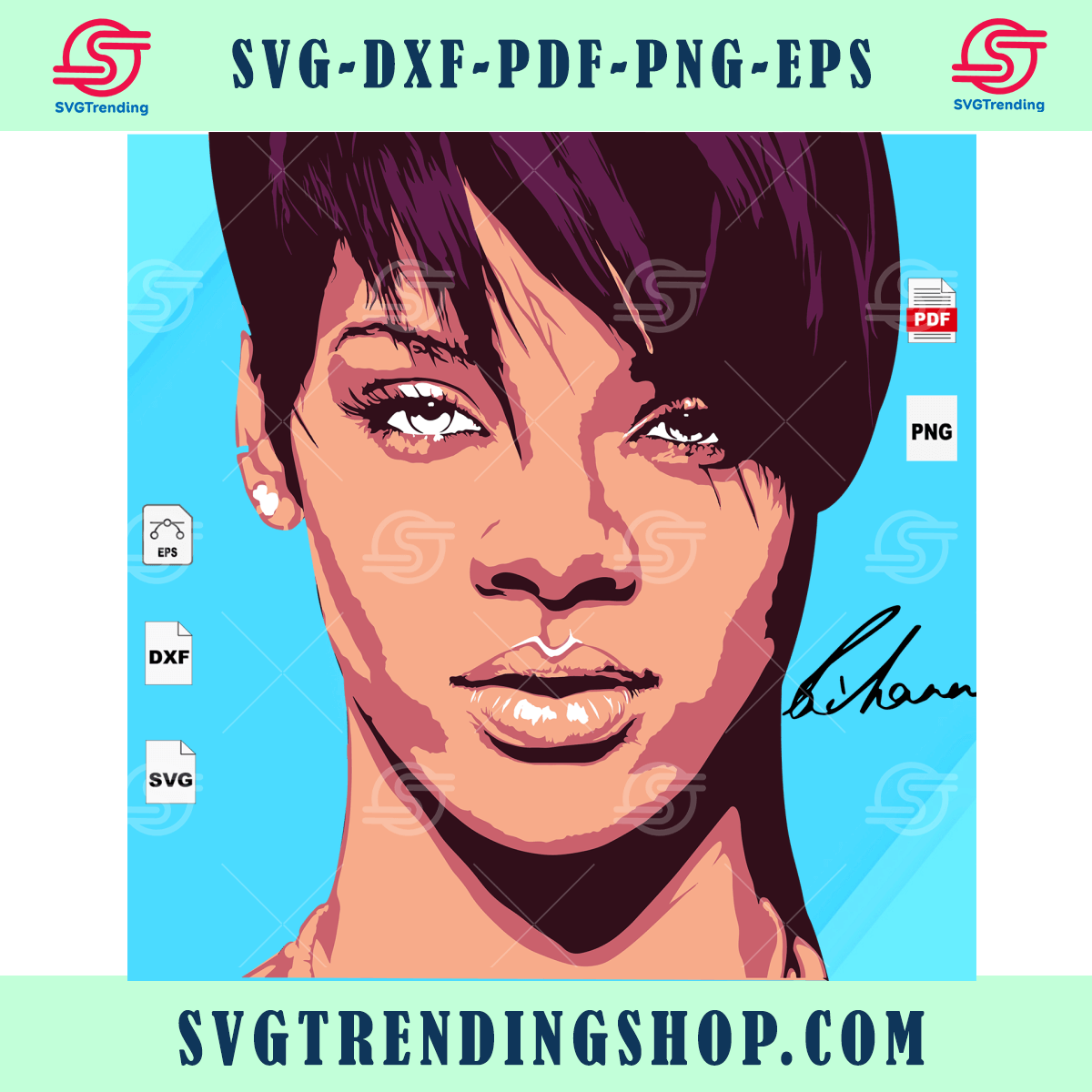 Rihanna svg, Black Girl Svg, Rihanna vector, Rihanna portrait, Rihanna