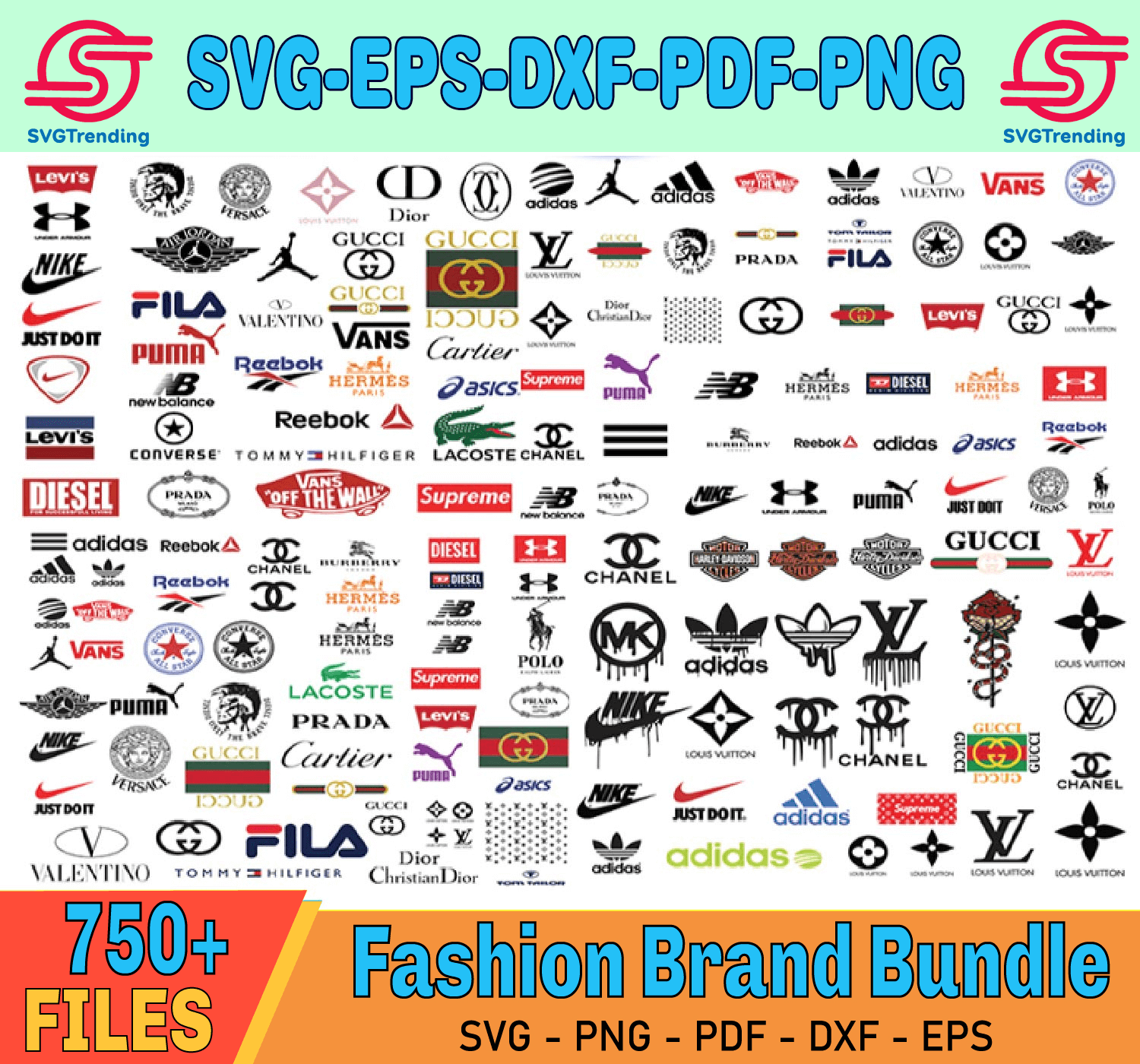 750+ Fashion Brand Bundle Svg, Champion Svg, Fila Svg, Vans Svg, Polo ...