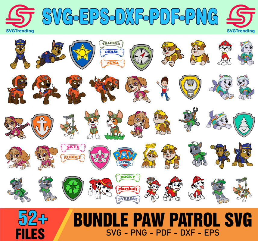 52+ Paw Patrol Bundle Svg, Trending Svg, Paw Patrol Svg, Paw Patrol ...