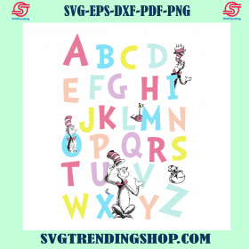 Dr Seuss Alphabet Svg, Reading Books Svg, Children Books Svg, Dr Seuss ...