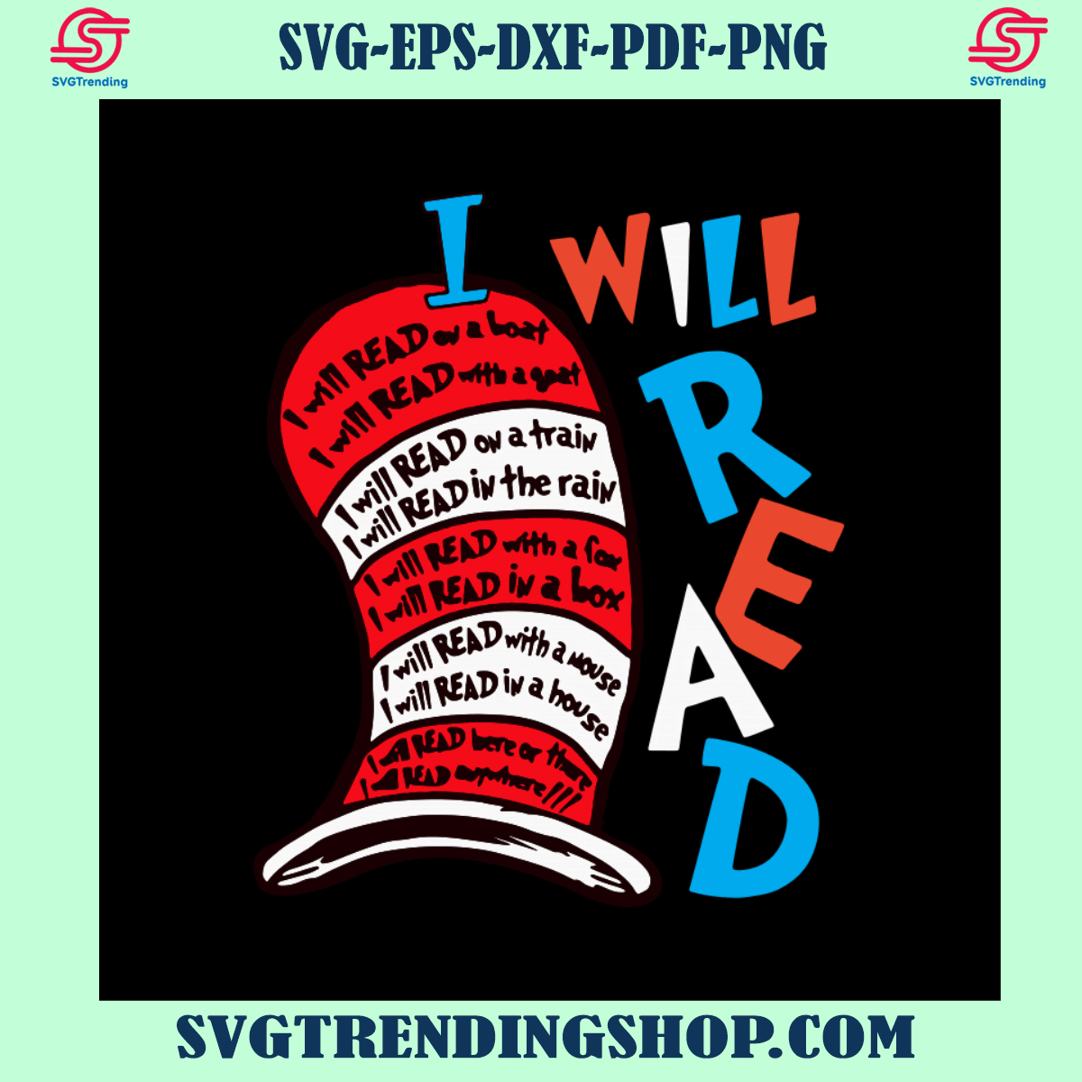 I Will Read Svg, Children Books Svg, The Cat In The Hat Svg, Read Svg ...