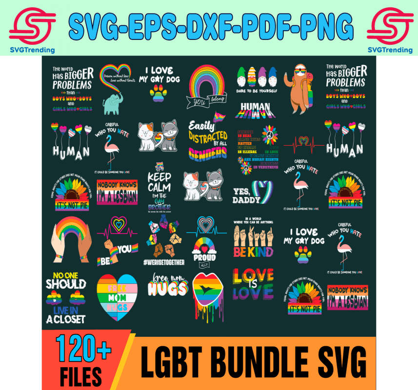 120 Lgbt Bundle Svg Lgbt Pride Svg Rainbow Svg Gay Svg Svgtrendingshop