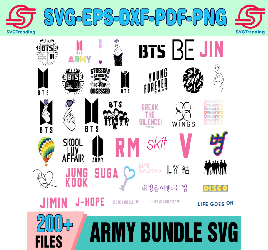 200+ Army Bundle SVG, Jung Kook Svg, Jin Bts Svg, Bts Army Svg ...